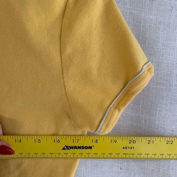 Tommy Hilfiger Womens Logo Polo Top Size L Yellow Tennis Prep Old Money Y2K Golf - Picture 14 of 15